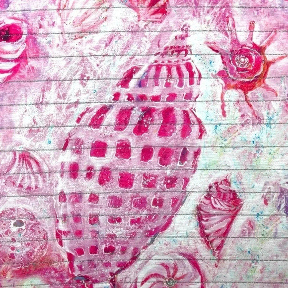 Leoma Lovegrove Pink Paint Series Striped Shell Art Tee with Asymmetrical Hem XL - Picture 3 of 6